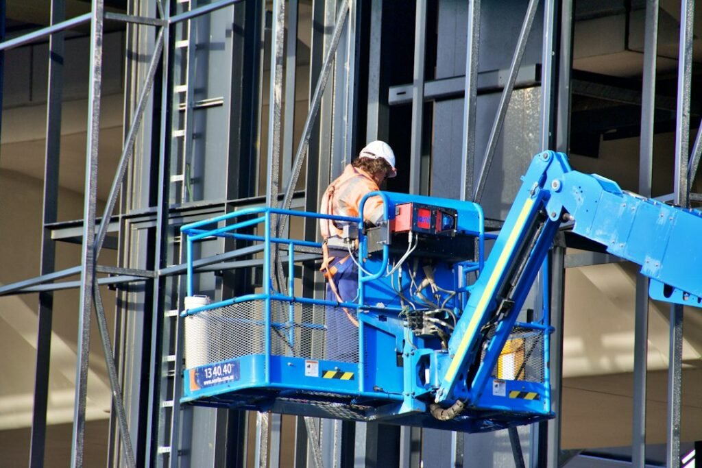 Worker at an Australian building construction site.