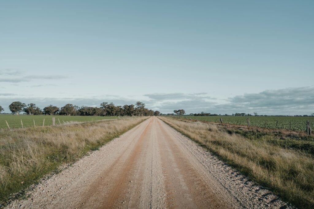Rural road through the Australian countryside.